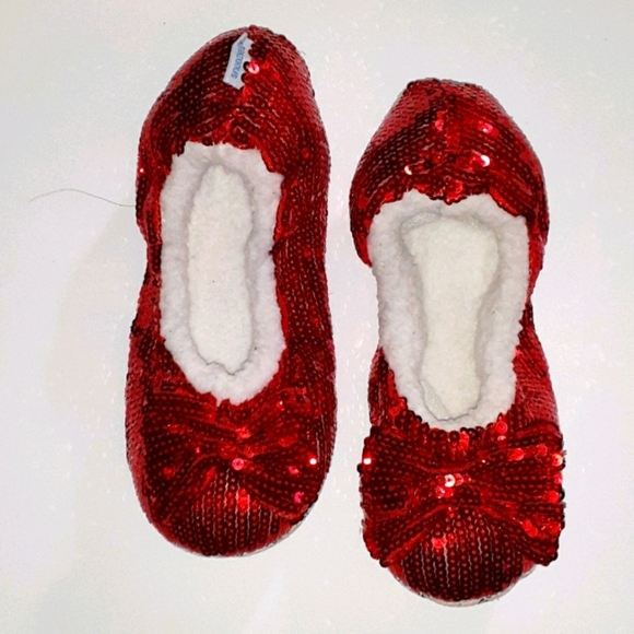 SNOOZIE SLIPPER RED SEQUIN - Picture 1 of 5